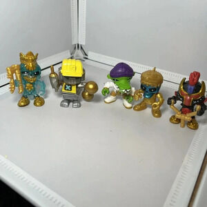Treasure X Figurines Lot Of 5 Gold Mini Bot, King Gold, Crocky,